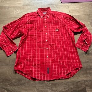 Crable Sportswear Men’s UofL Red Plaid Button-Down Shirt Large